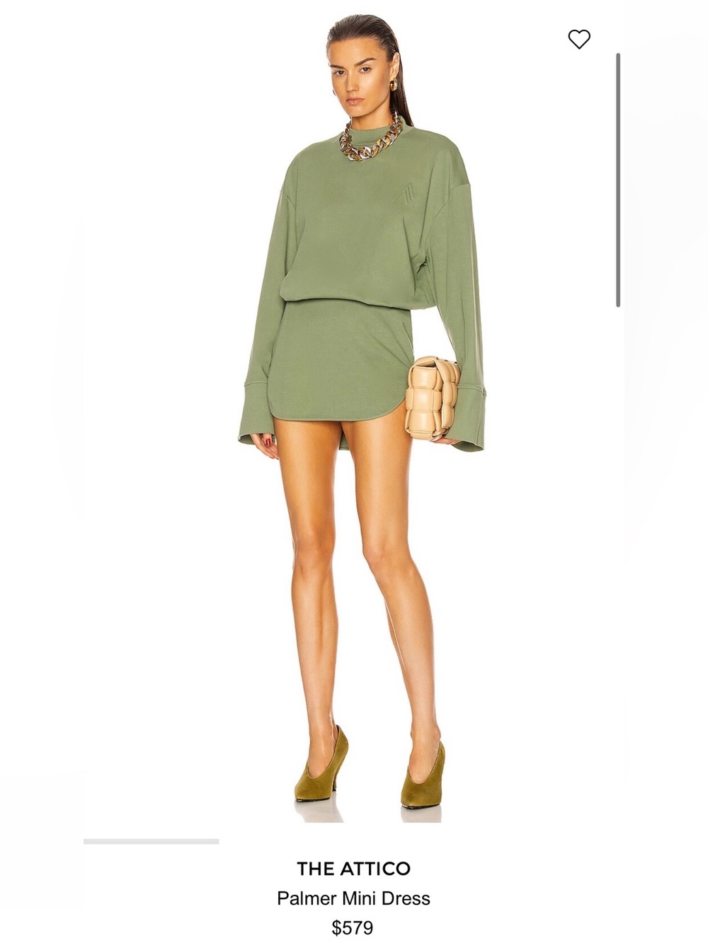 The Attico Palmer Dress in Olivine